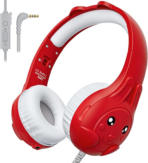 ZIUMIER Kids Headphones, with Microphone, 80/90dB Volume Limiter, Audio Sharing Port, 3.5mm Wired Toddler Headphones for School Travel