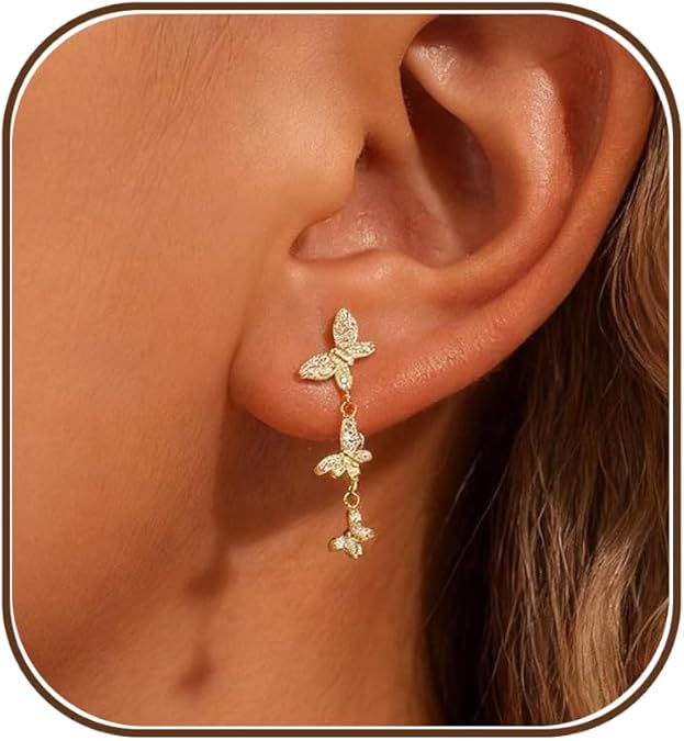 Gold Earrings for Women, 14K Gold Plated Tassel Dangle Earrings for Women Trendy Hypoallergenic Long Chain Earring Dainty Pearl Drop Earrings Elegant