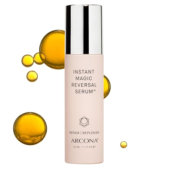 ARCONA Instant Magic Reversal Serum - Hyaluronic Acid, Witch Hazel, Magnesium, Honey, Spin Trap - Retains Moisture, Plums + Freshens 1.17 oz. Made In The USA