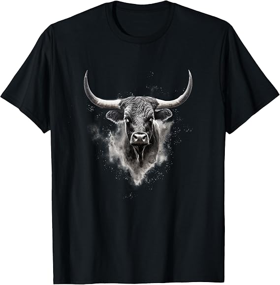 Majestic Bull Head Art: Bold Western Style Statement T-Shirt
