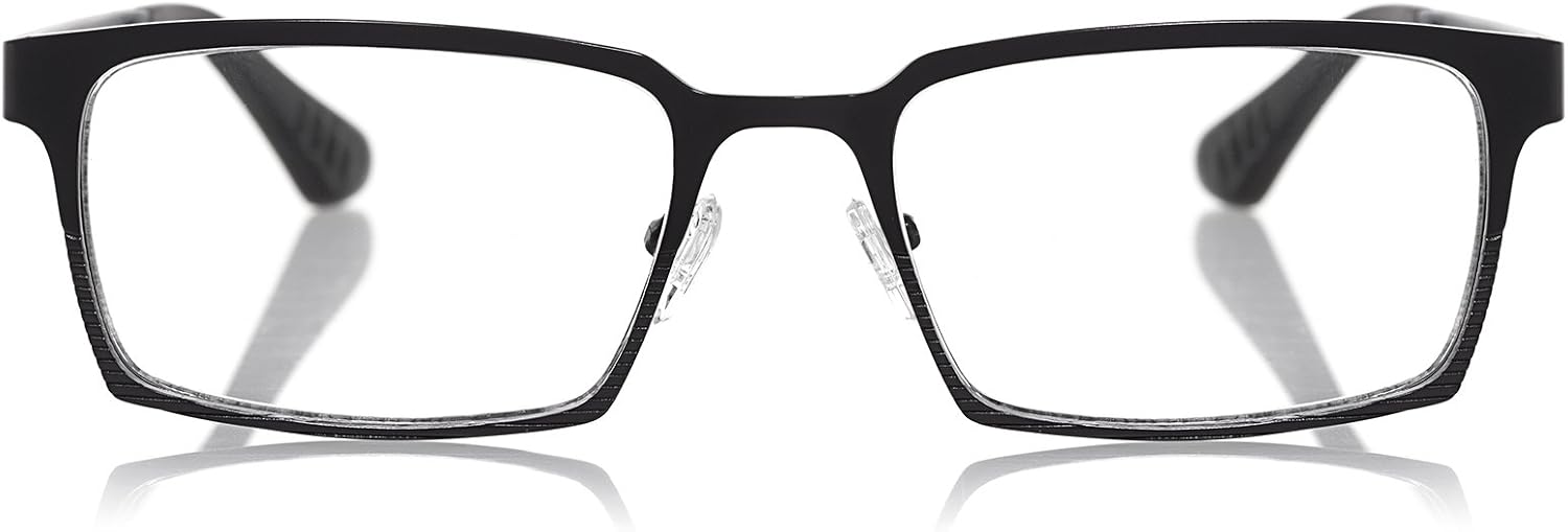 eyebobs Protractor Unisex Premium Readers, Gunmetal Stainless Steel Front with Blue Nylon Temples in a Matte Finish, 1.75 Magnification