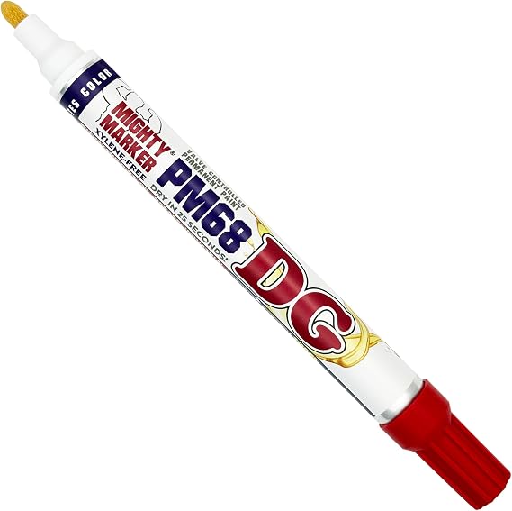 PM-68 DG Paint Markers, Heavy Duty Industrial Paint Markers, Ketone-Based, Xylene Free, Quick Dry, Degrease Resistant, Made in USA, Red 8 Pack