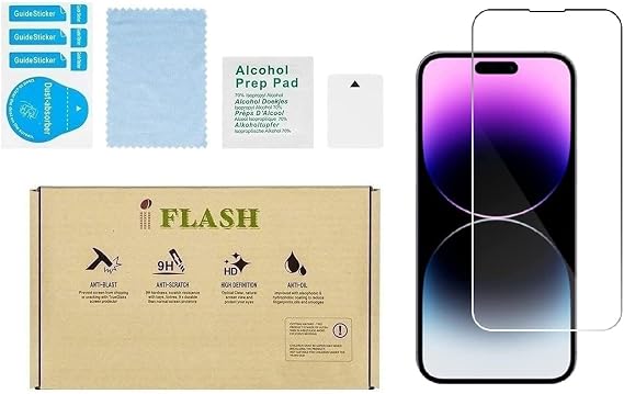 IFLASH (2-Pack) HD Crystal Clear Tempered Glass Screen Protector Compatible for Apple iPhone 14 Pro Max 6.7" 2022 Models - Bubble Free/Case Friendly/Transparent Crystal Clear Version