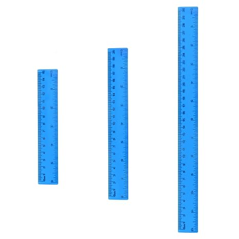 3Pcs Blue Clear Plastic Ruler 30cm 20cm 15cm /12, 8, 6 Inches Long Ruler, Colored Shatterproof Transparent Straight Rulers Set Measuring Tools for Students School Supplies Gift Offices Home Classroom