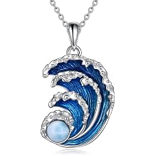 AXELUNA Wave Necklace Sterling Silver Ocean Wave Necklace Beach Jewelry for Women Men