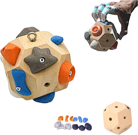 Handcrafted Boulder Block, Finger Training Tool for Climbers 3D Climbing Ball for Grip Strength Training Wooden Climbing Balls for Rock Climbers for Kids Adults (C)