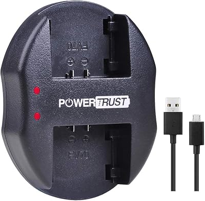 PowerTrust NP-FV70 Dual USB Charger for Sony NP-FH50 NP-FH70 NP-FH100 NP-FP50 NP-FP70 NP-FP90 NP-FV50 NPFV70 NP-FV100 Battery