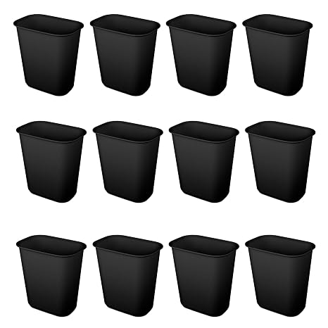 Sterilite Rectangular Wastebasket 5.5 Gallon, Black, 12-Pack