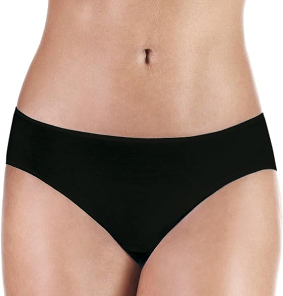 PROTECHDRY Washable Urinary Incontinence Bikini Underwear for Women with Front Absorbent Area (Black, Medium)