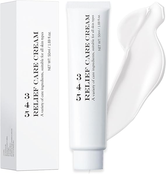 345 Relief Cream, Hydrating Face Moisturizer for Sensitive Skin, Redness Relief & Skin Barrier Repair, Calming Soothing Face Cream for Dry Irritated Skin, Daily Skincare for Women Men