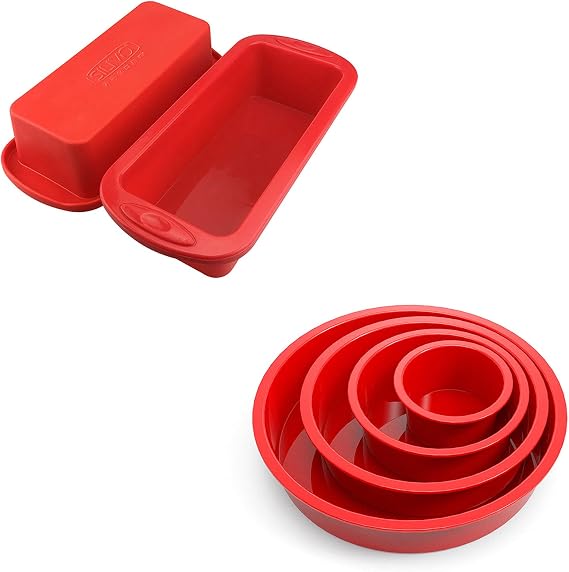 2x Silicone Bread Pans + 4x Silicone Cake Pans
