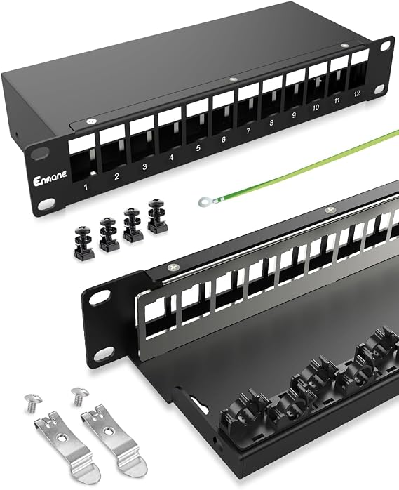 12 Port Blank Keystone Patch Panel for Rackmount &Wall Mount STP/UTP 1U10 Inch Network Patch Panel