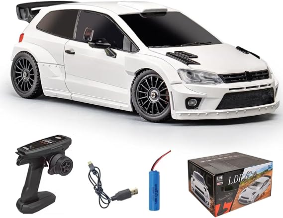 Mini RC Drift Car, 1/28 Scale 4WD 2.4GHz Full Proportional Remote Control Racing Car with LED Lights10KM/H Speed Hobby Gift for Adults Beginner (LD2801)