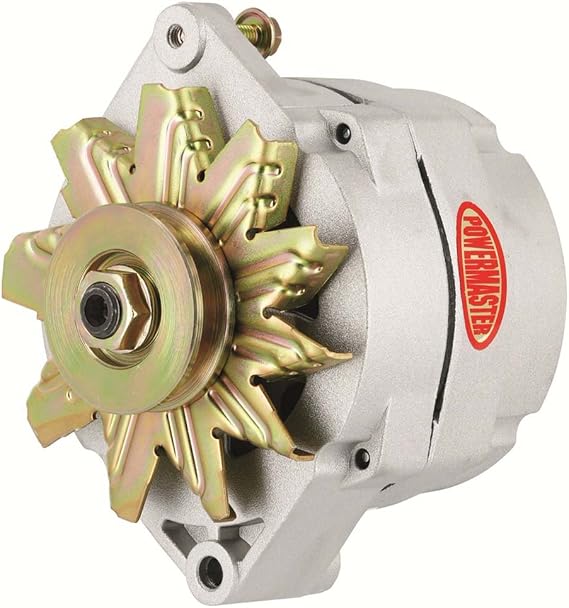 Power Master 8002 Alternator, GM Style Race, 12SI, 100 amps, 12V, 1-Wire / 3-Wire, Single V-Belt Pulley, Straight Mount, Aluminum Case, Natural, Compatible with GM, Each