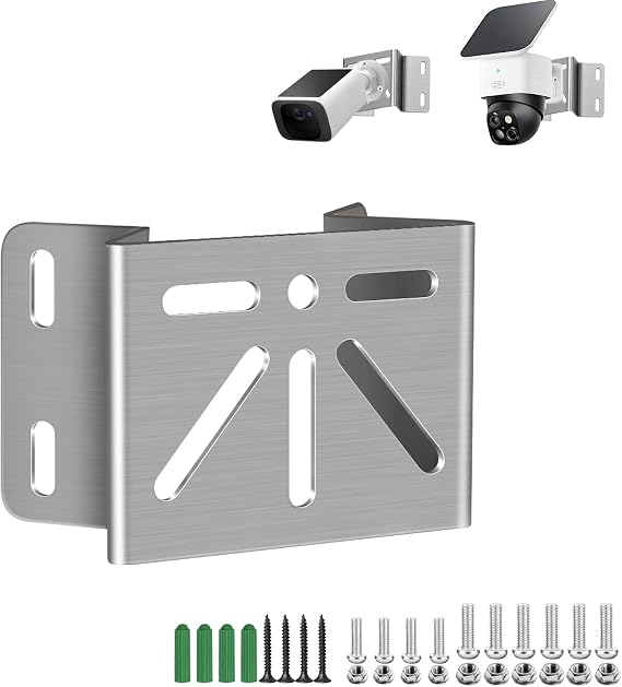 Outside Wall Corner Mount Bracket for PTZ Camera, Stainless Steel Holder with Wide View Angle, Compatible with eufy SoloCam S340 and CCTV Cameras