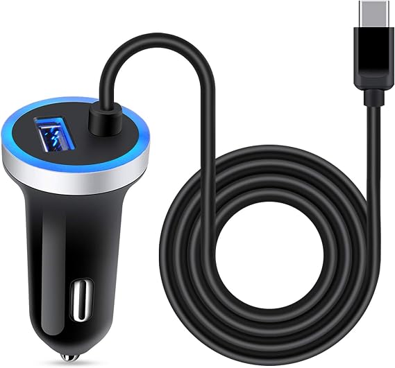USB C Car Charger, 3.4A Fast Charging Car Adapter+3ft Type C Cable