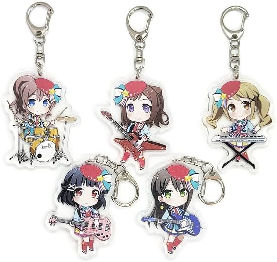 EBTY DREAMS Inc. - Set of 5 BanG Dream Acrylic Keychain Kasumi Toyama, Arisa Ichigaya, Saaya Yamabuki, Tae Hanazono, Rimi Ushigome v1
