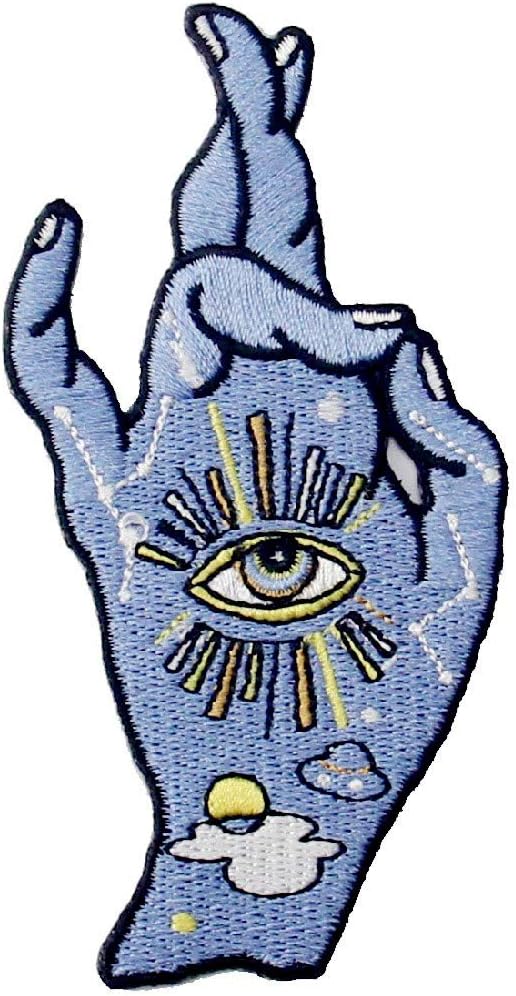 Good Luck I Love You Hand Sign and All Seeing Eyes Patch Embroidered Applique Badge Iron On Sew On Emblem