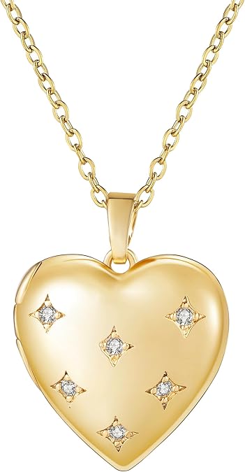YOUFENG Love Heart Locket Necklace that Holds Pictures Photo Locket Birthday Gifts