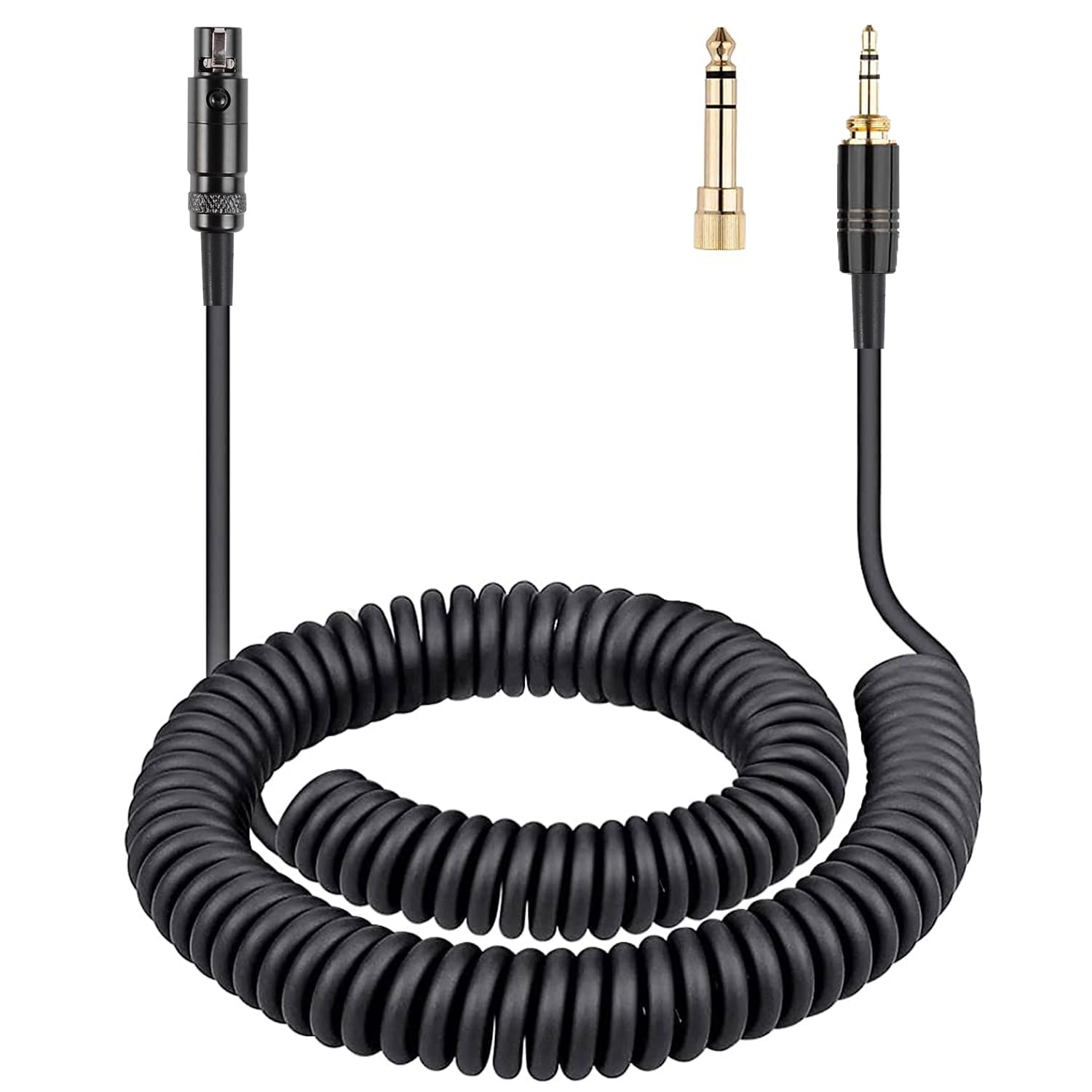 FAAEAL K702 Coiled Audio Cable Compatible with AKG Q701 K712 K240S K271S K241 K275 Pioneer HDJ-2000 beyerdynamic DT 770 DT 990 Pro Headphones with 6.35mm14 Adapter 14ft3.5mm