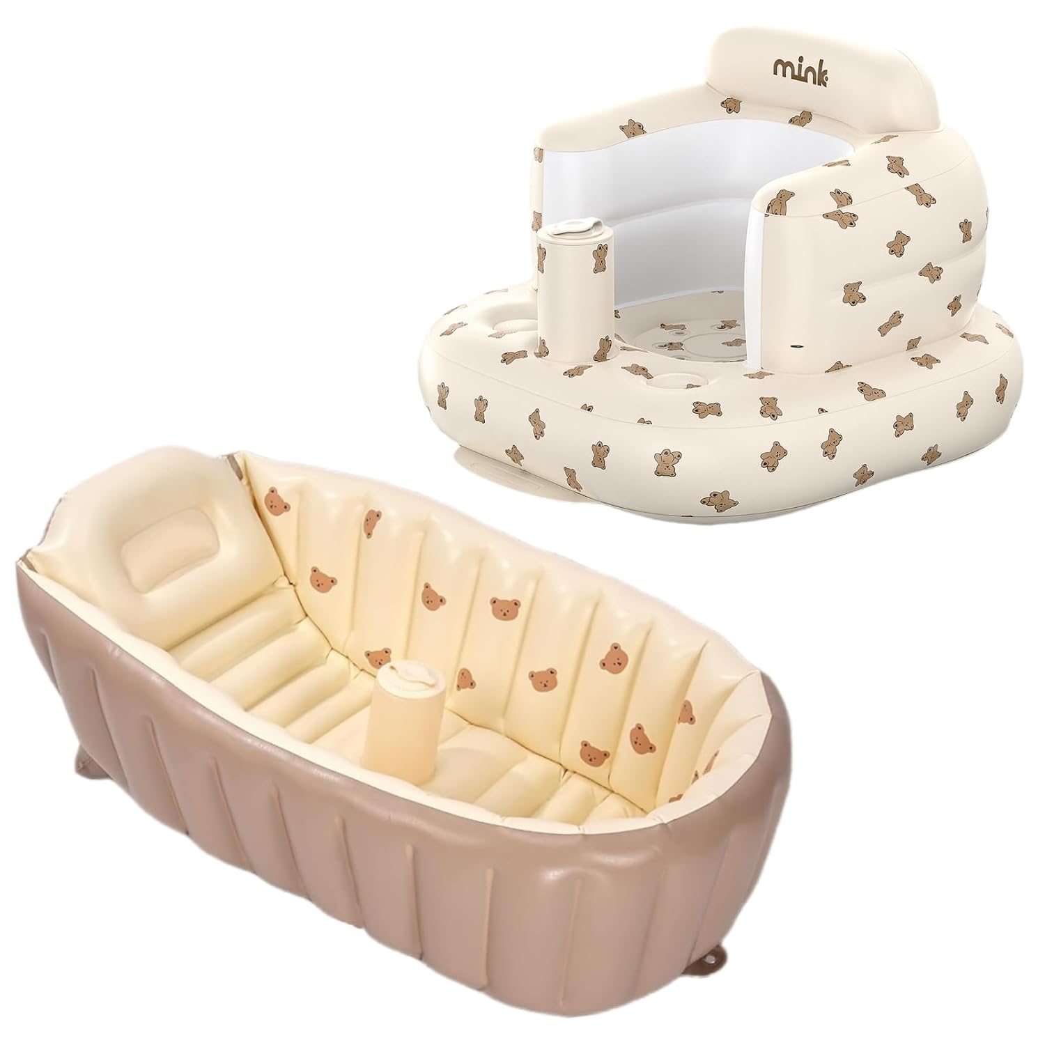 Mink Inflatable Baby Bathtub and Inflatable Baby Seat Bundle