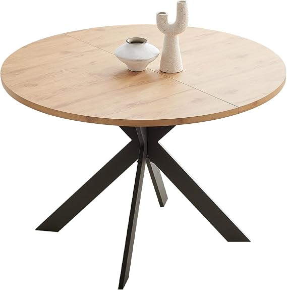 Zerifevni 46.4" Round Dining Table Set, Mid Century Modern Round Dining Table for 4-6 Person, Steel Legs, Leisure Coffee Table for Kitchen Dining Room, Save Space