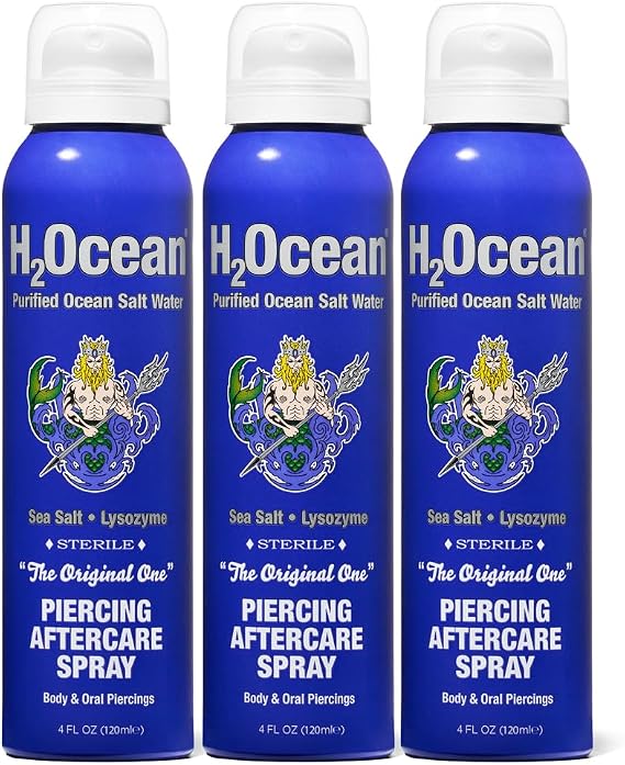 H2Ocean Piercing Aftercare Spray 1.5oz - Keloid Bump Removal Sea Salt Spray