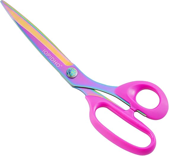 10-Inch Titanium Coated Stainless Steel Fabric Scissors, Professional Multi-Purpose Shears for Cutting Clothes, Leather, Sewing, Home and Office Use