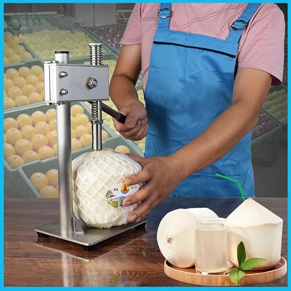 Manual Coconut Hole Opening Machine Vertical Coconut Opener Tool Adjustable Coconut Hole Opener Hand Press Hole Drill for Young/Tender Coconut for Shops and Fruit Markets A