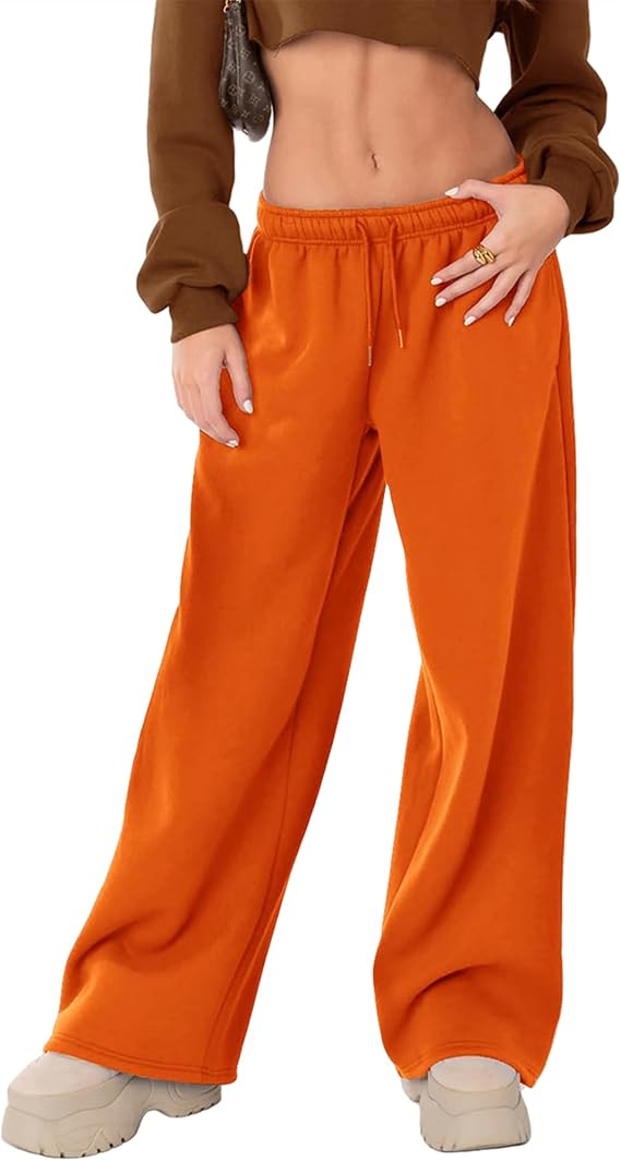 Wide Leg Sweatpants for Women Elastic High Waisted Baggy Sweat Pants Teen Girls Oversized Straight Leg Sweatpants