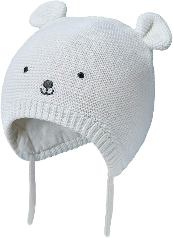 Baby Knitted Winter Hats Infant Newborn Toddler Autumn Cute Earflap Cotton Lined Beanie Hat for Boys Girls