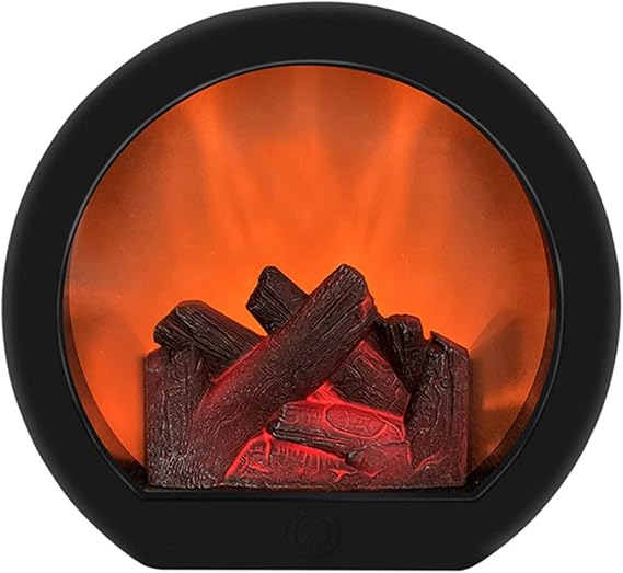 Ragyzity Decorative Flameless Portable LED Lanterns, Fireplace Light with LED Simulation Log Flame Effect, Touch Switch Simulation Flame for Home Christmas Decor