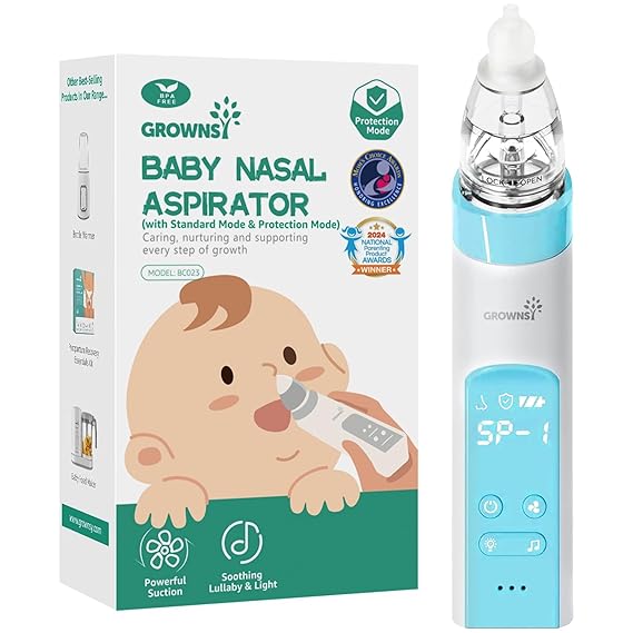GROWNSY Nasal Aspirator for Baby, Electric Nose Sucker with Protection Mode