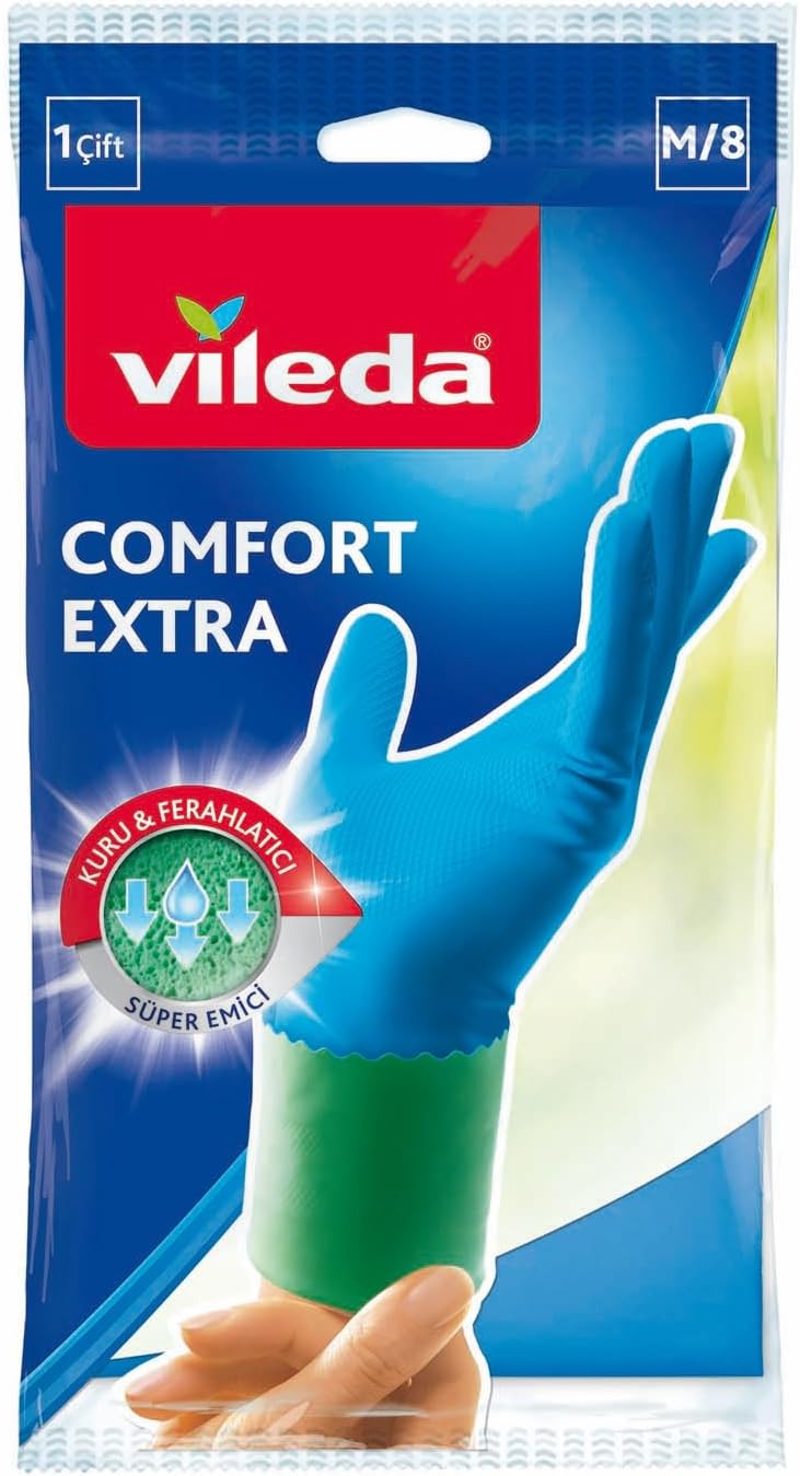 Vileda Comfort Extra Gloves, 100% Natural Latex, M