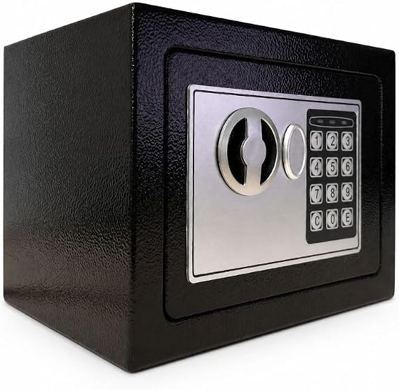 Digital Safe Electronic Keypad with Failsafe Key Override Solid Steel Wall Mountable Home Safe for Cash Documents and Valuables 230 x 170 x 170mm Batteries Included