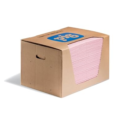PIG Hazmat Chemical Absorbent Mat Pads in Dispenser Box - 100 Pads per Box - 15 W x 20 L - Absorbs up to 28 oz. per Pad - MAT354