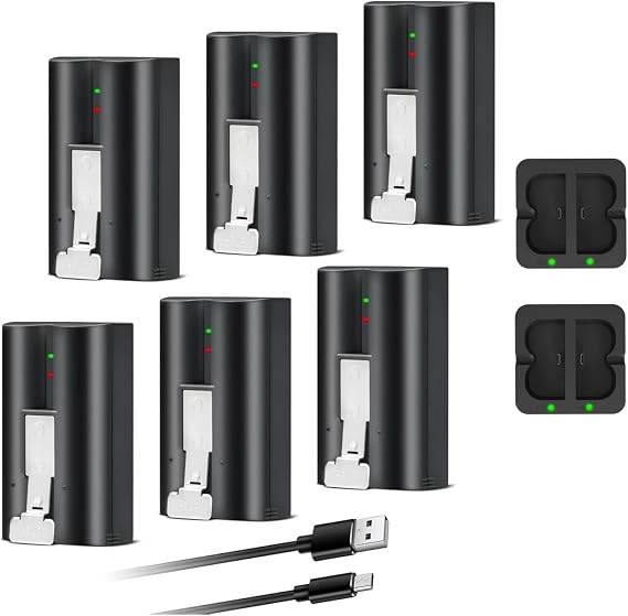 Lesaps 6-Pack Replacement Battery for Ring Doorbell - 7200mAh Rechargeable Camera Batteries with Charger Station for Ring Video Doorbell 2/3/3 Plus/4, Spotlight Cam, Stick Up Cam
