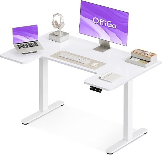 OffiGo Height Adjustable Desk, U Shaped Standing Desk with 3 Memory Presets