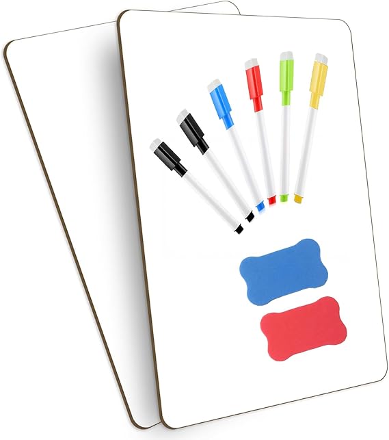 XTAIQD 2 Pcs Mini Whiteboards,Small Whiteboard,A4 Portable Small Double-Sided Dry Erase White Board 9x12 Inch with 6 Pens and 2 Erasers for Classroom Home Office