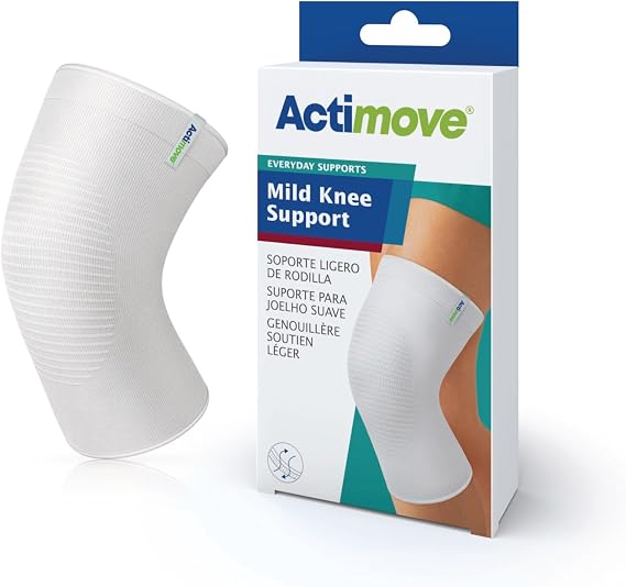 Actimove Everyday Supports Mild Knee Support - Mild Support, Lightweight, Easy to Apply for Slightly Swollen and Aching Knees White, Small | White, Small, Light Support for Swollen Knees, Lightweight Design for Left or Right Wear