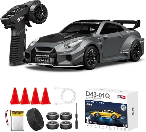 Kumoyu 1:43 Profesyonel Mini Drift RC Araba GTR 4WD 15 KM/H Hız Metal Alaşım Gövde EPS Stabilizasyonu Tam Orantılı Çift Modlu LED Uzaktan Kumandalı Oyuncak Araba