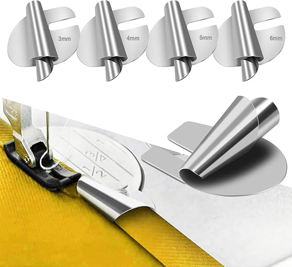 4PCS Sewing Machine Accessories Rolled Hem Presser Foot, Sewing Accessories With 4-Sizes(3-6mm) Stainless Steel Sewing Rolled Hem Presser Foot For Home Suitable For A Wide Range