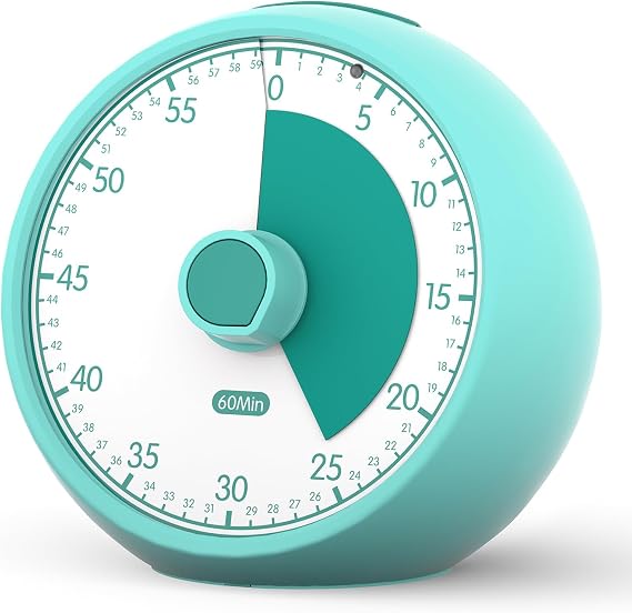 Conchstar Visual Timer for Kids - Silent Timer Analog 60-Minute Countdown for Classroom Learning, Teachers, Children with ADHD/Autism, Homeschooling (Green)