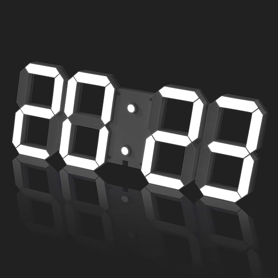 CHKOSDA 17 Inch 3D LED Digital Wall Clock with Remote Control