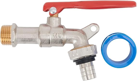 Lockable Garden Tap Ball Valve 1/2 Inch and 3/4 Inch Outlet, Heavy-Duty Copper for Core Water Stopcock for For Outdoor Irrigation, Secure Flow Control, For Install,