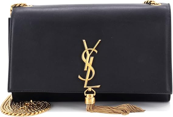 Saint Laurent, Pre-Loved Classic Monogram Tassel Crossbody Bag Leather Medium, Black