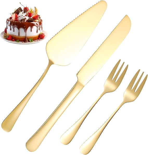 Cake Knife and Server Set, 4pcs Wedding Cake Knife and Server Set