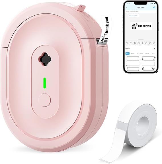 N12 Label Maker Machine with Waterproof Tape Mini Label Printer, Pink