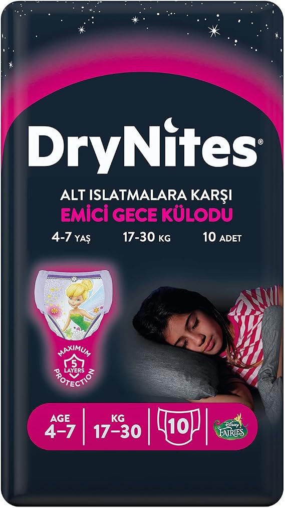 Huggies DryNites Bed wetting Pyjama Pants for Girls, Age 4-7, (10 Pants )
