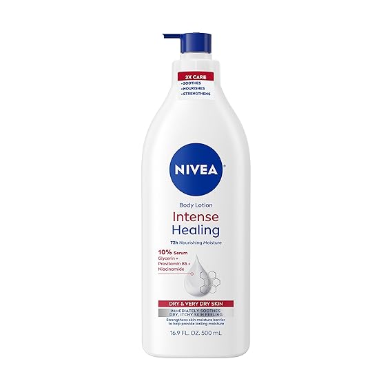 NIVEA Intense Healing Body Lotion, 72-Hour Moisturizing Lotion,16.9 FL OZ | Moisturizing Lotion with Glycerin, Provitamin B5 and Niacinamide, For Very Dry, Itchy Skin Relief, Dermatologically Tested